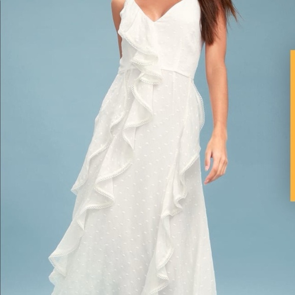 KEEPSAKE the Label White Ruffle Midi Dress
